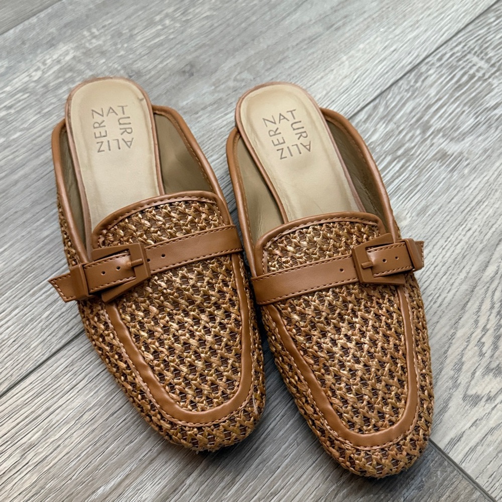 Naturalizer Brown Woven Loafers with Buckle